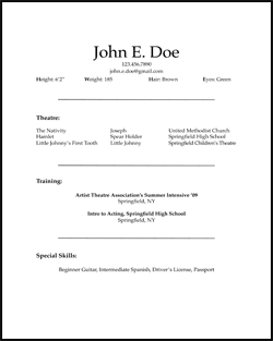 Resume audition template