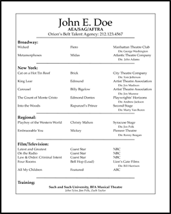 Technical Theatre Cv Templates